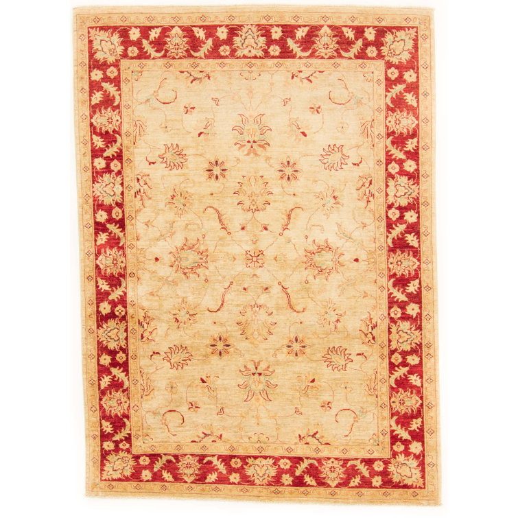 Carpetfine Handwoven Wool Beige/Red Rug Wayfair.co.uk